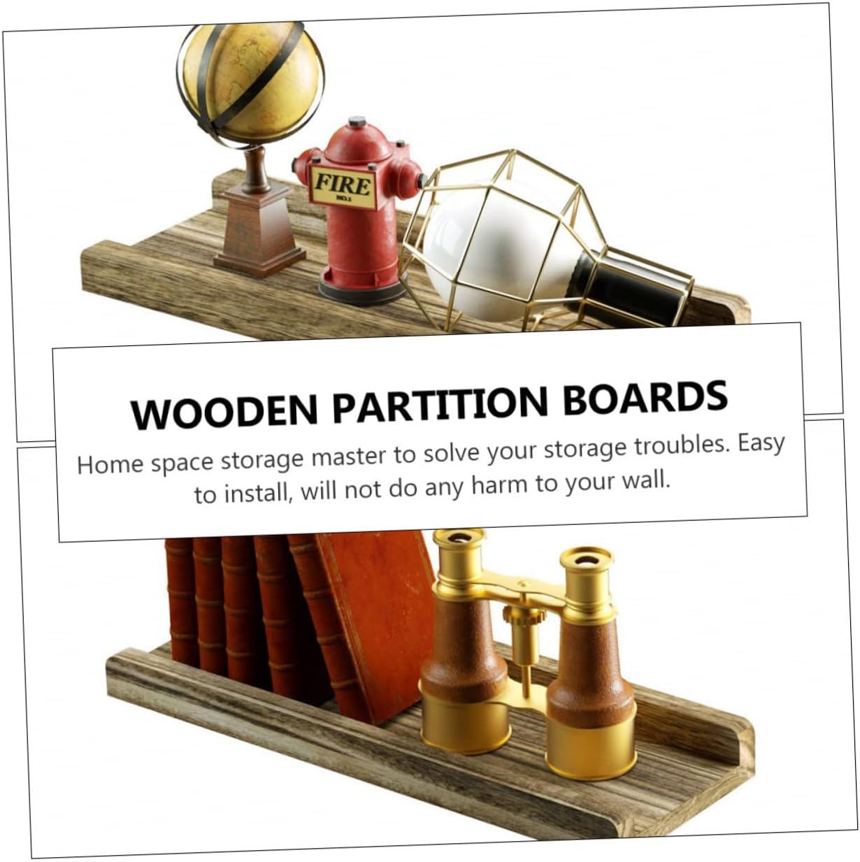 HOOTNEE Marco de pared de partición de una palabra, decoración de madera, estante de pared de madera, decoración de artículos para el hogar, estante