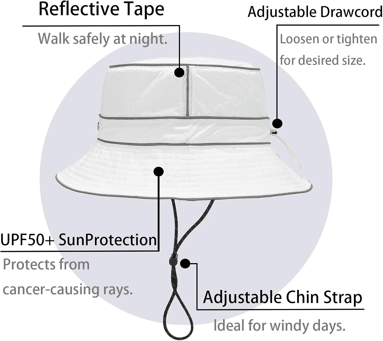 Sombrero de sol UPF50+ para hombres y mujeres, impermeable, plegable, resistente al viento, para pesca, senderismo, jardín, safari, playa