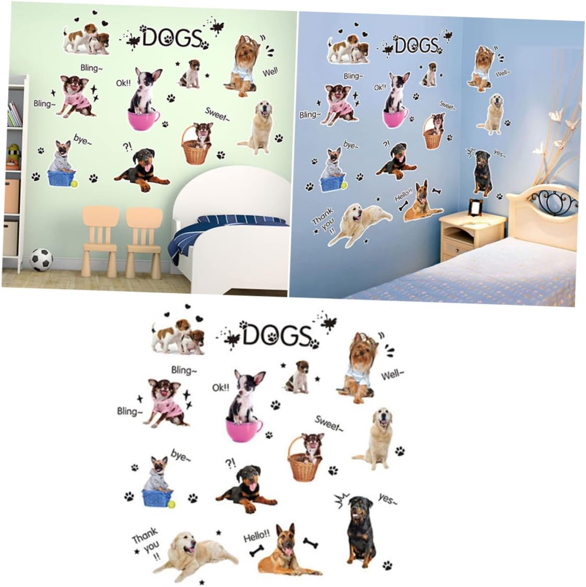 Toyvian 2 calcomanías de pared de animales para niños, calcomanías de pared extraíbles para mascotas, calcomanías de animales DIY, calcomanías de