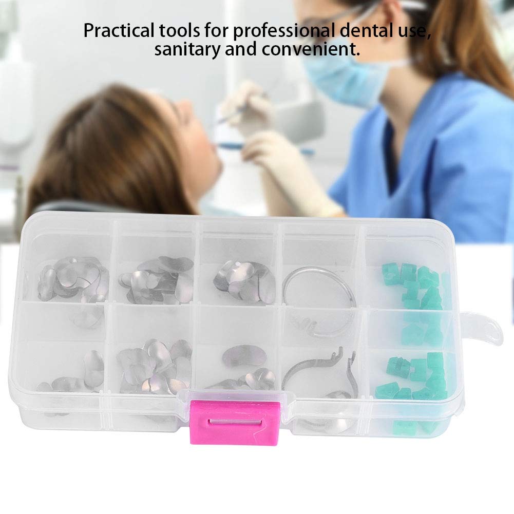 Seccional dental, 100 piezas coronas contorneadas matrices metálicas bandas de repuesto de matriz combinada abrazadera suministros de ortodoncia kit