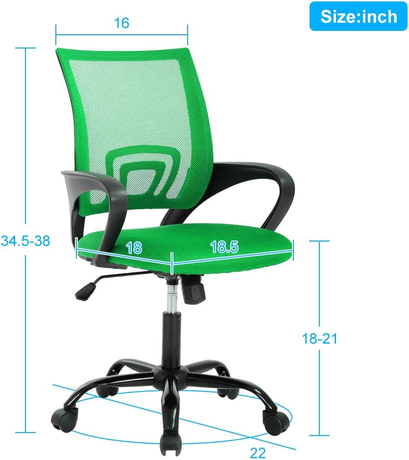 Silla de oficina ergonómica, silla de oficina en casa con respaldo medio, silla de oficina de malla con soporte lumbar, silla de computadora