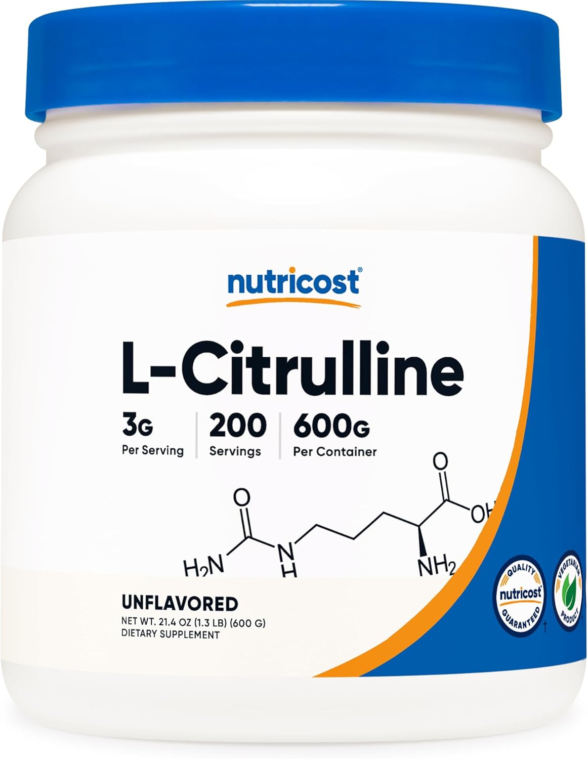 Nutricost L-citrulina pura (base) en polvo (21.16 oz) (2 botellas)