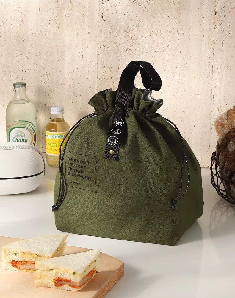 Lonchera para niños, lonchera con cordón de lona con aislamiento grande, bolsas de mano, loncheras reutilizables para adultos con resistente al agua