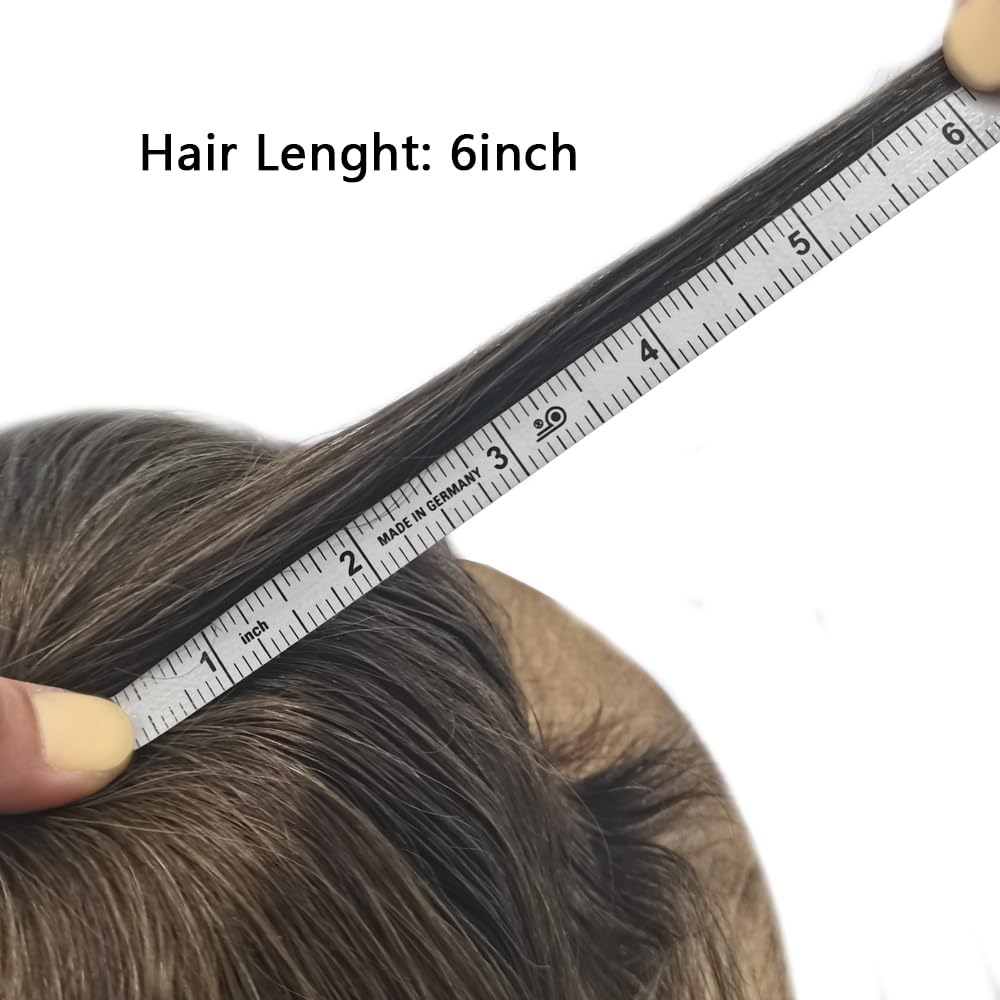 Toupee para hombres Cabello humano real para hombre, pieza de pelo para hombres Fine Mono Men Sistema de cabello de piel de polietileno para