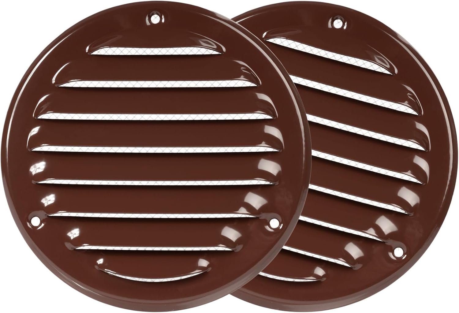 Paquete de 2 cubiertas de ventilación marrones de 4 pulgadas – Ventilación redonda de metal Soffit – Rejilla de ventilación de aire – Cubierta de