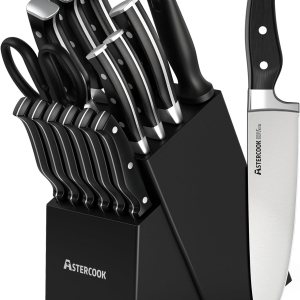 Astercook – Juego de cuchillos de cocina de 15 piezas de triple remache, juego de cuchillos de acero inoxidable de alto carbono para cocina con Astercook – Juego de cuchillos de cocina de 15 piezas de triple remache, juego de cuchillos de acero inoxidable de alto carbono para cocina con