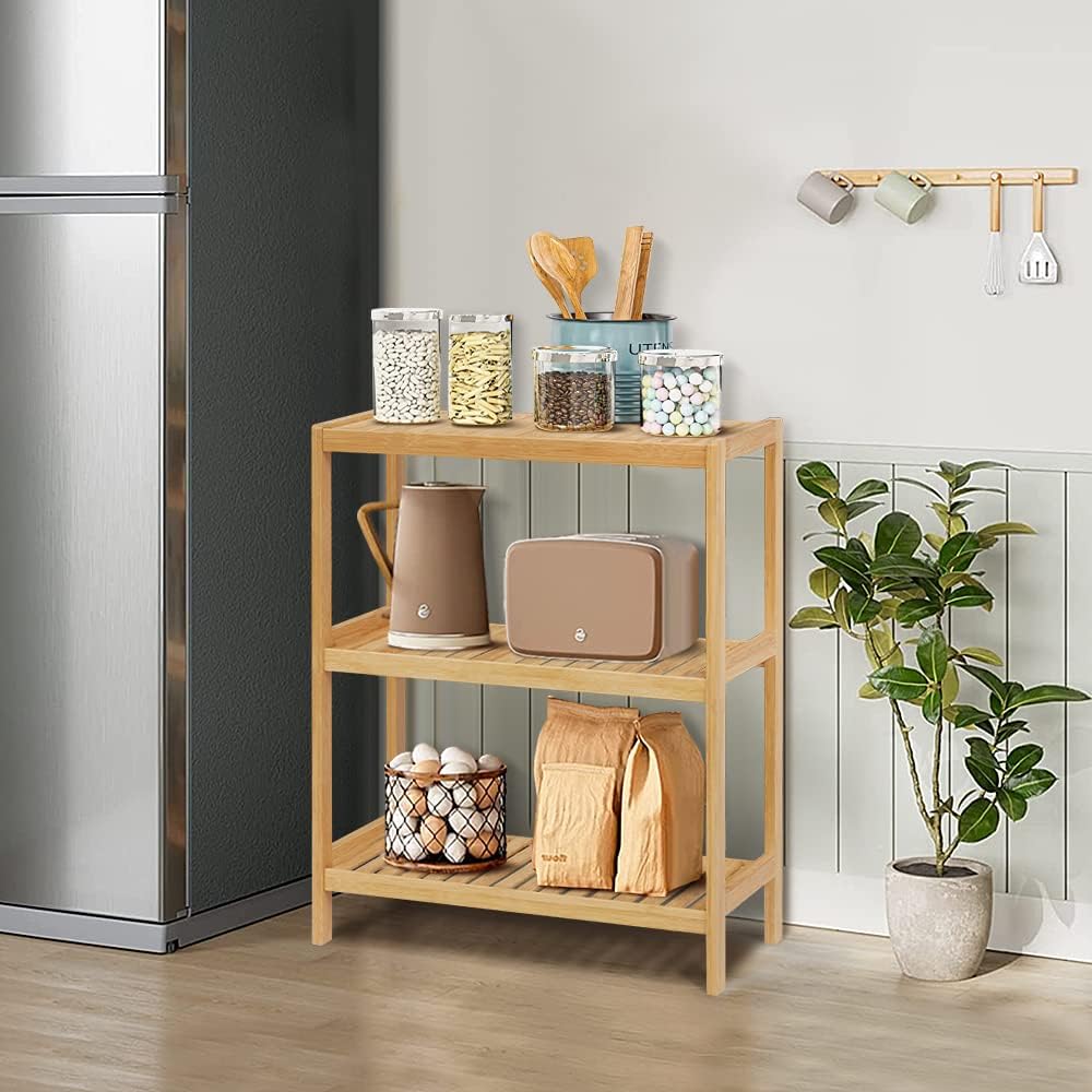 Estante organizador de almacenamiento de bambú de 3 niveles para inodoro, estantes de utilidad para baño, sala de estar, cocina