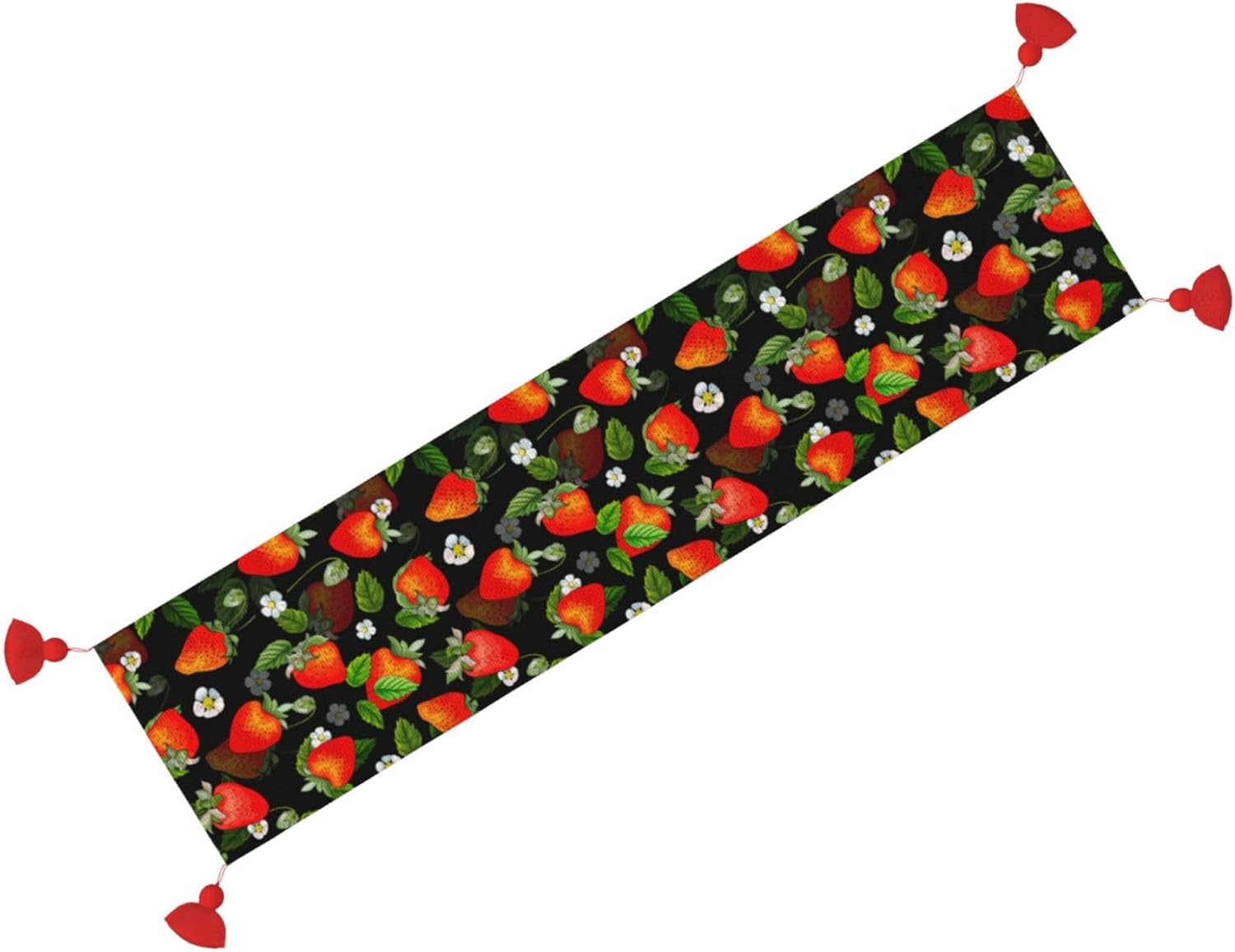 Camino de mesa de Navidad de fresas rojas, decoración de mesa de comedor, decoración de Navidad, decoración de interiores del hogar, caminos de mesa