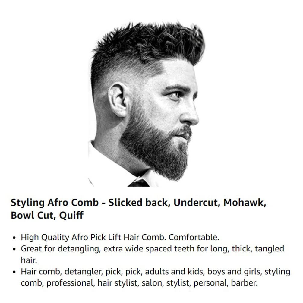 (2 unidades) 9 pulgadas negro puño metal Afro Pick Lift peine desenredar peluca trenzado cabello hombre peinado peine