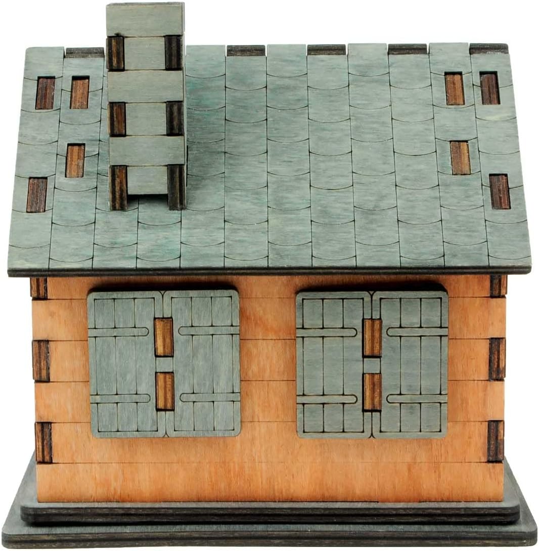 Logica Puzzles Art. Da Vinci House – Brain Teaser in Wood – Caja secreta – Dificultad 46 Extreme – Colección Leonardo da Vinci