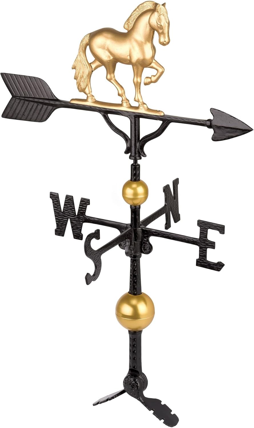 Veleta de caballo 3D de aluminio de lujo – Decoración de metal para techo de paletas de viento – Soporte incluido (4 para elegir) – Aluminio fundido
