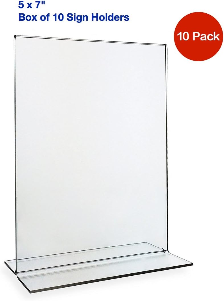 Beryland soporte de carteles de acrílico y portamenú, 5 x 7 pulgadas, paquete de 10 unidades
