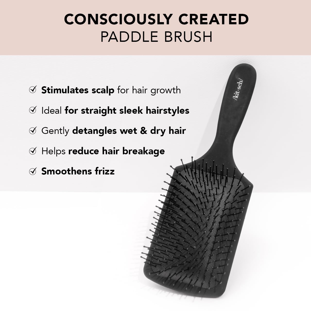Kitsch Cepillo de paleta para secar con secador, cepillo para cabello grueso o fino, cepillo para mujeres con cerdas de nailon, cepillo desenredante