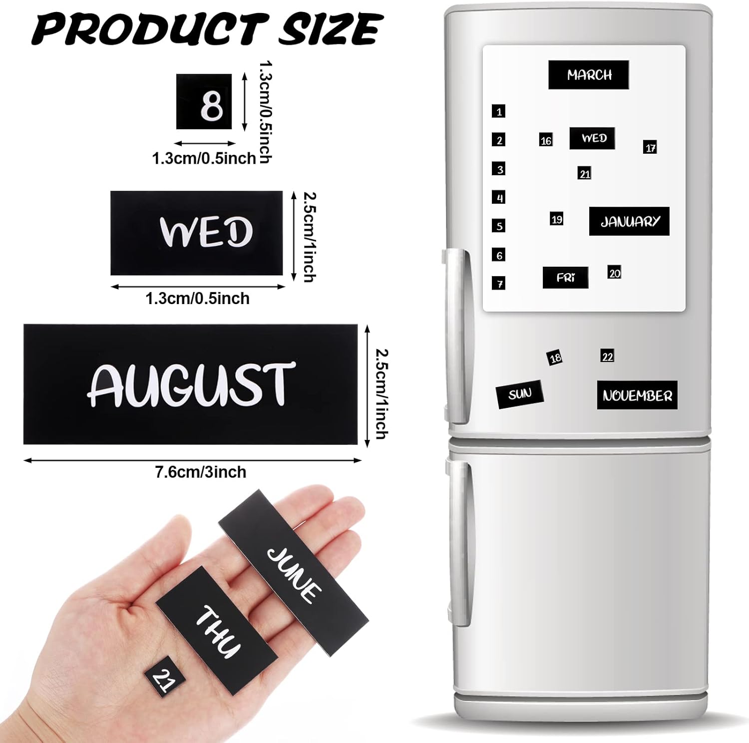 50 piezas magnéticas de días de la semana y meses, calendario magnético indicadores de fechas para oficina, calendario magnético para refrigerador,