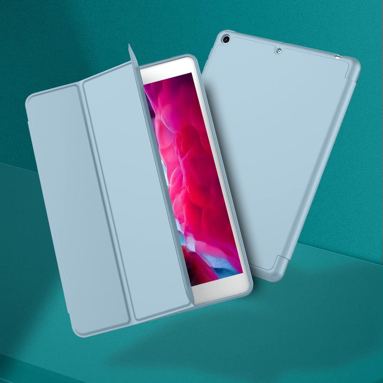 iMieet Funda para iPad 9.7 (modelo 20182017, 65 generación), funda inteligente con portalápices y parte trasera de silicona suave de piel de bebé y