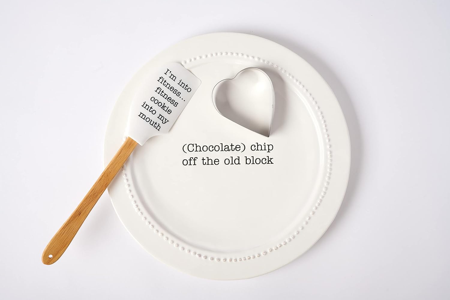 Mud Pie Circa – Juego de platos para galletas, blanco, plato de 12 pulgadas de diámetro, espátula de 12 pulgadas, cortador de 3 x 3 pulgadas