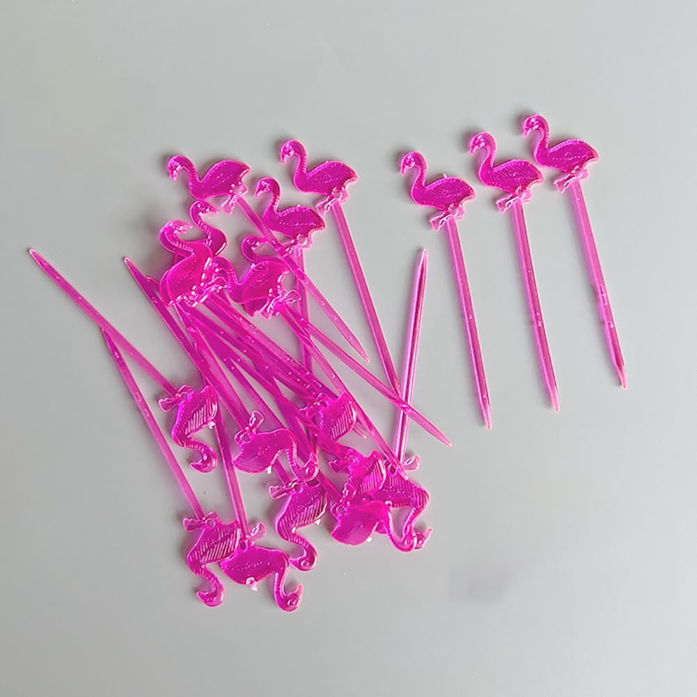 Palillos de plástico con flamenco de frutas, palillos de dientes de cóctel, aperitivos, palillos de comida para sándwich, bebidas, decoraciones