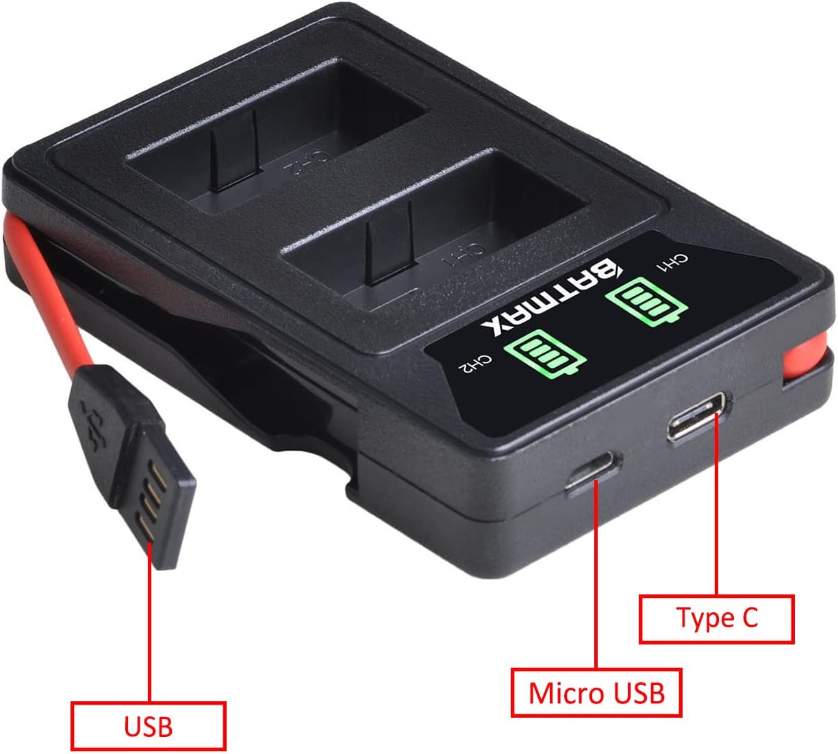 Batmax Paquete de 2 baterías NB-10L de alta capacidad (1300 mAh) + cargador USB doble integrado para batería Canon NB-10L cámaras digitales Canon