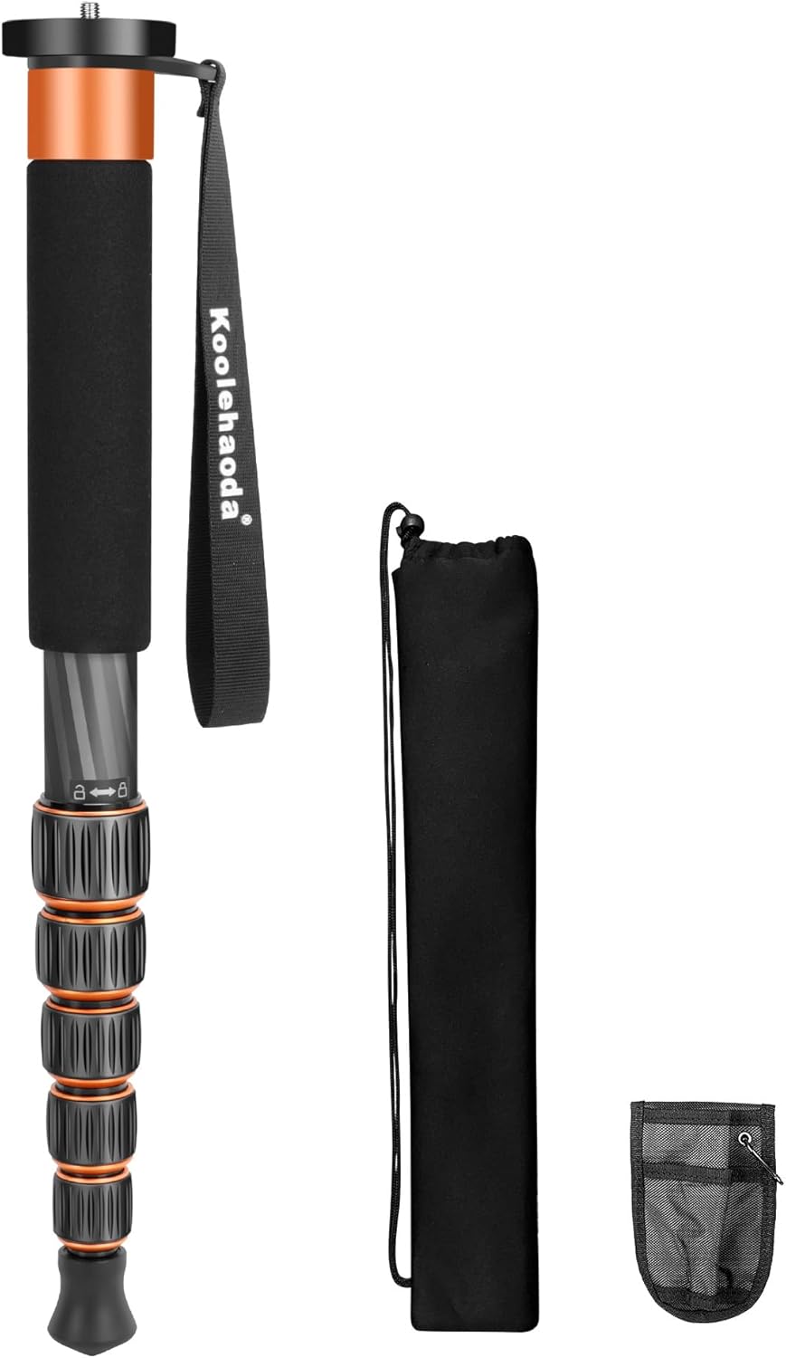 Koolehaoda Monopod de fibra de carbono de 6 secciones portátil compacto ligero monopod Unipod Stick para cámaras Canon, Nikon y Sony sin espejo y