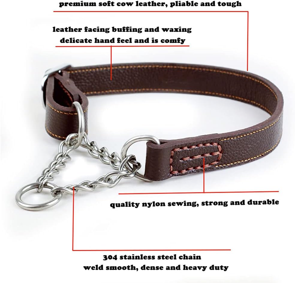 Love Dream Martingale – Collar de entrenamiento de cuero para perros, cadena de acero inoxidable antiescape, sin tirones, para perros medianos y