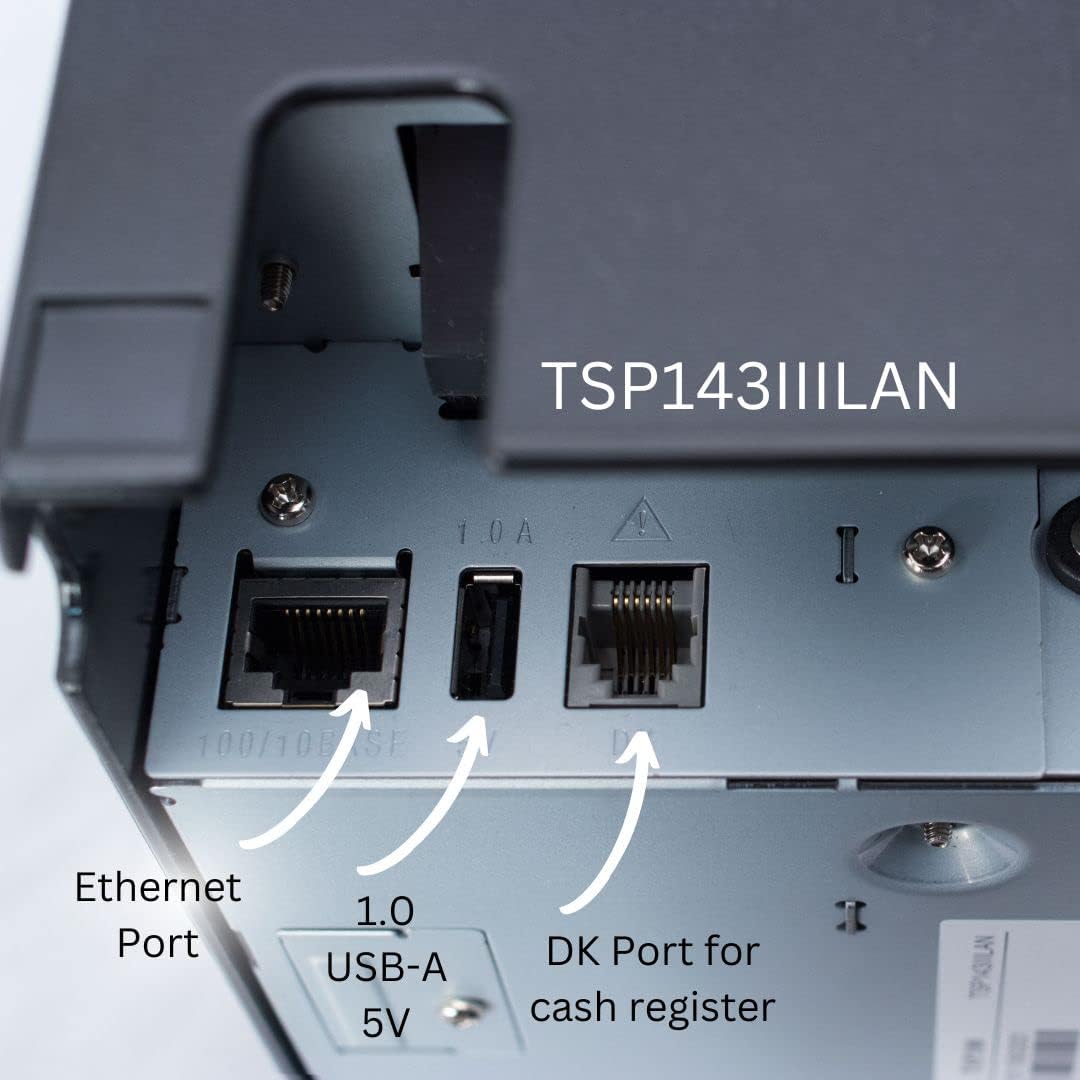 Star Micronics Paquete TSP143IIILAN – Impresora térmica de recibos Ethernet (LAN) con cajón de efectivo de 4 billetes5 monedas de 13 x 13 pulgadas