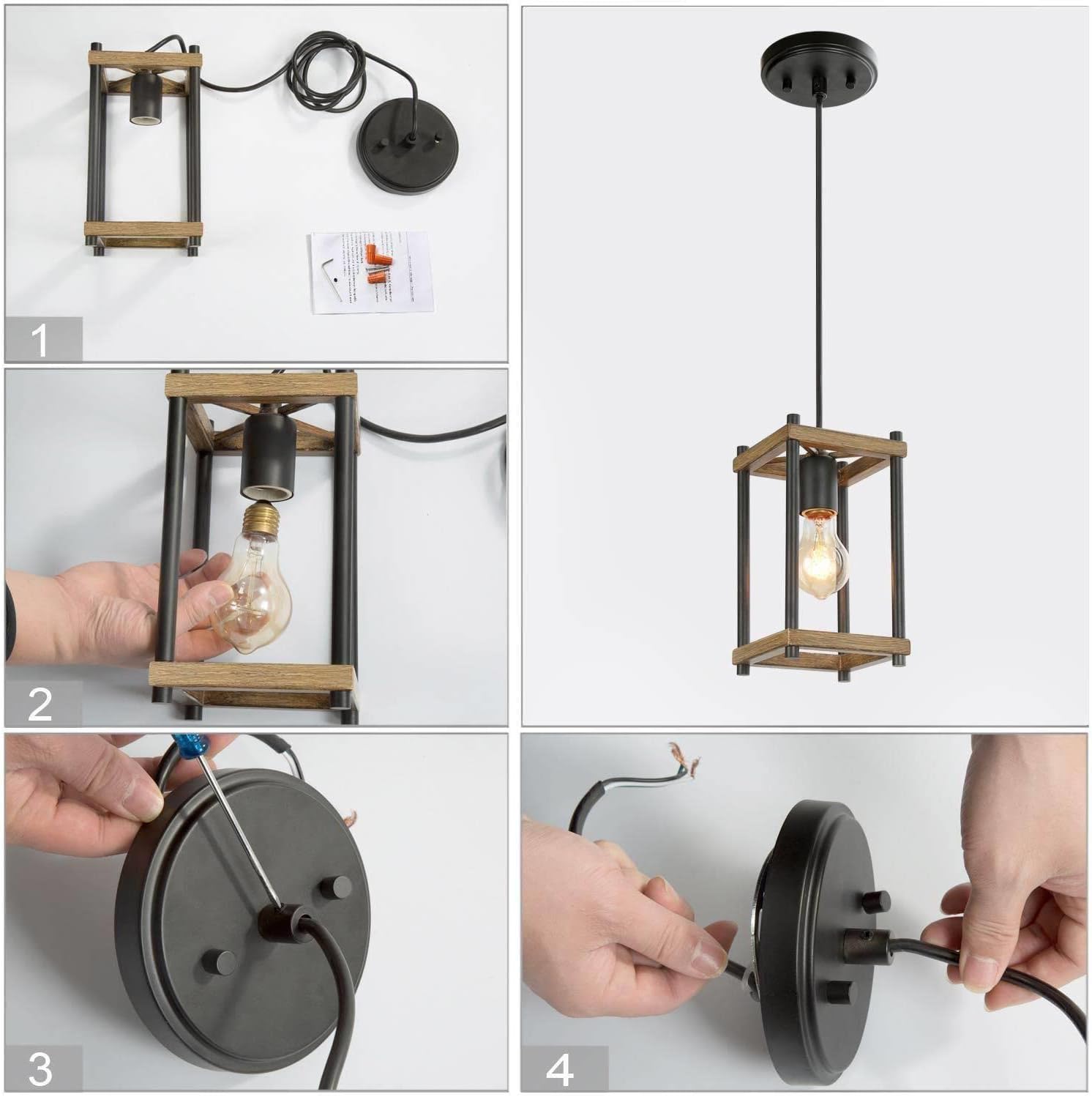 GEPOW Iluminación colgante de isla rústica para zonas de comedor, dormitorio, cocina, sala de estar