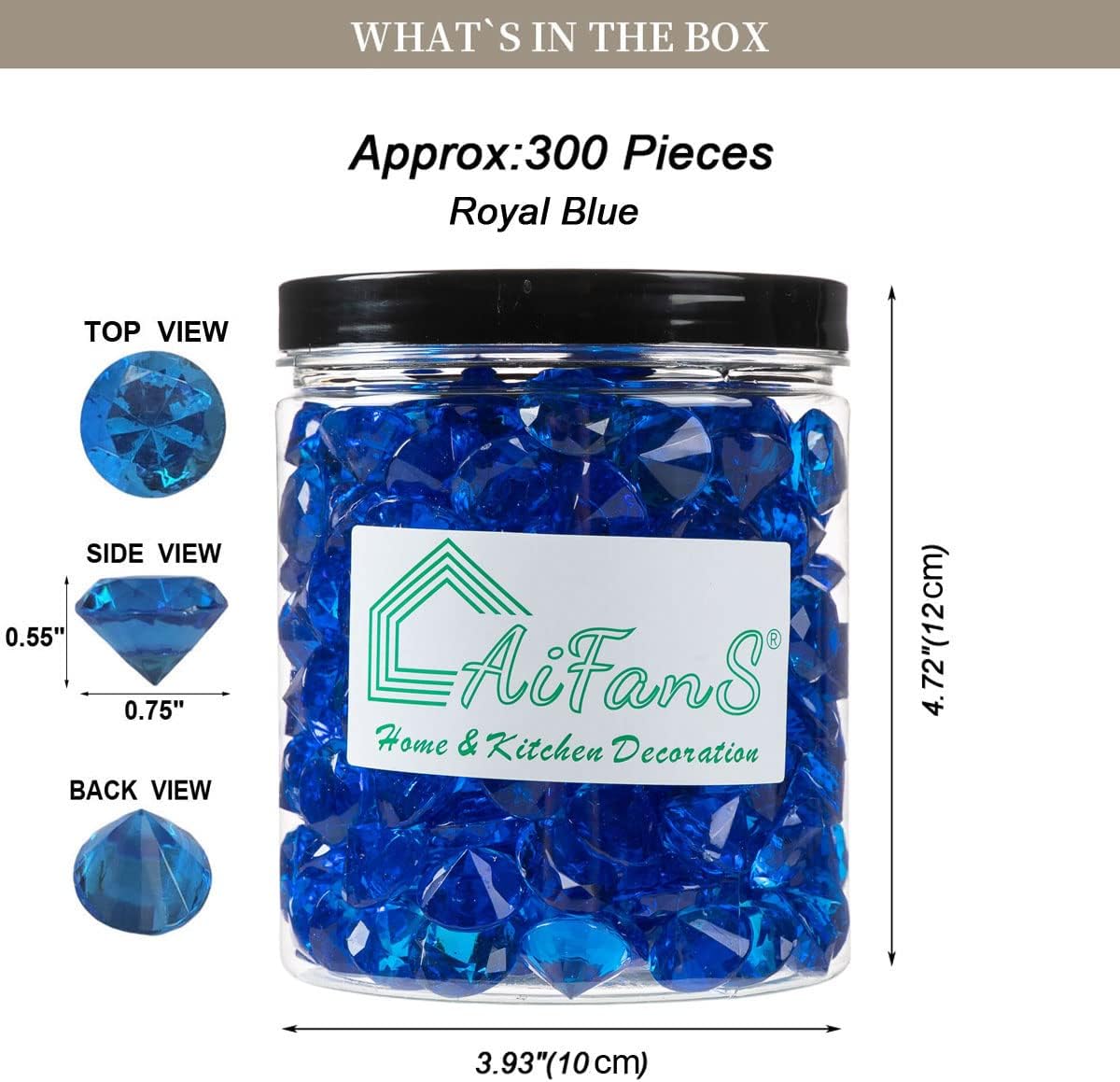 AiFanS Relleno de jarrón para centros de mesa, Home Deco 300 cuentas de relleno de jarrón de 34 pulgadas, canicas de diamante para jarrones, color