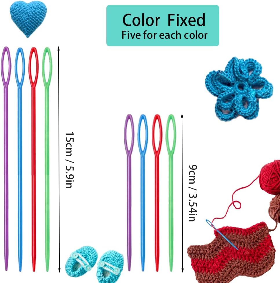 Agujas de hilo grandes para coser a mano, agujas de coser de plástico para niños, agujas de tejido de plástico para hilo y manualidades, 40 agujas