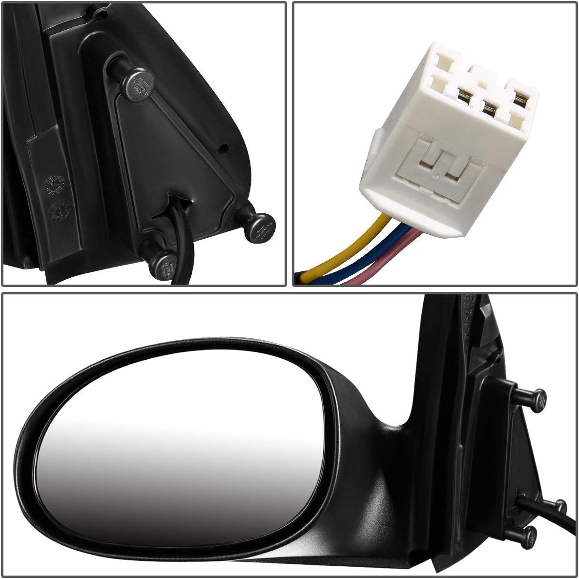 DNA Motoring OEM-MR-CH1320261 Espejo de ajuste accionado estilo fábrica con espejo lateral izquierdo de vidrio calentado compatible con 04-10 PT