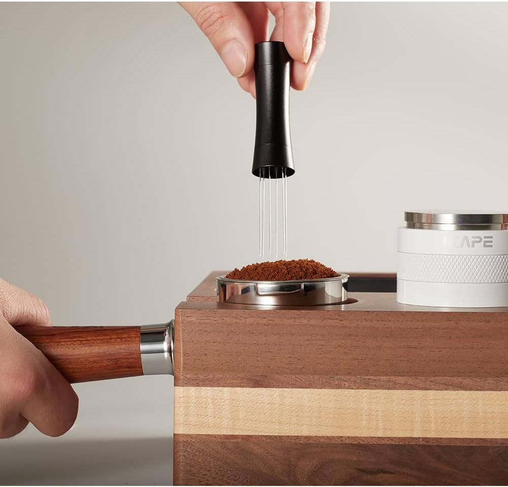 Herramientas WDT de espresso, agitador de espresso con función de ángulo ajustable, herramienta distribuidora de espresso con imanes y soporte,
