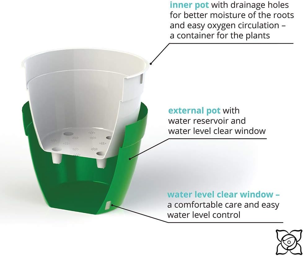 ASTI – Maceta de riego automático, maceta moderna con indicador de nivel de agua para todas las plantas de la casa, flores, hierbas, suculentas y