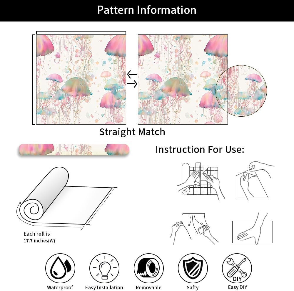 VistaPalette Papel tapiz autoadhesivo de 18 x 236 pulgadas, papel de contacto extraíble para despegar y despegar, papel de pared fácil de despegar