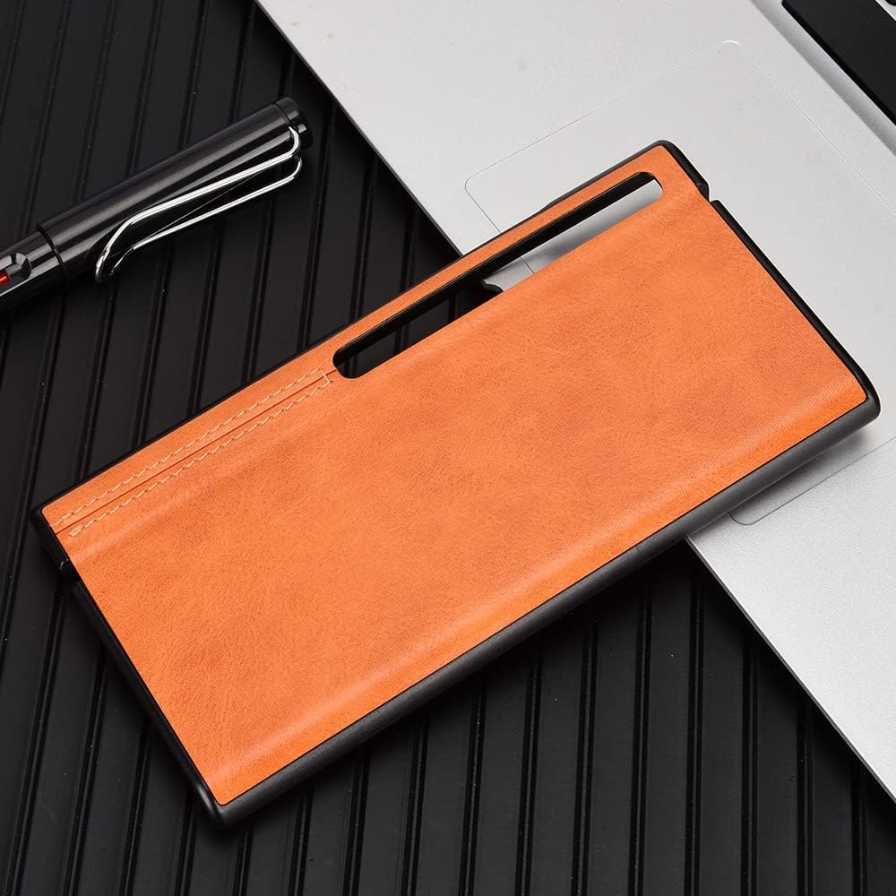 Funda para Huawei Mate Xs 2, piel sintética retro ultra delgada a prueba de golpes para Huawei Mate XS2 PAL-AL00 Case Amarillo