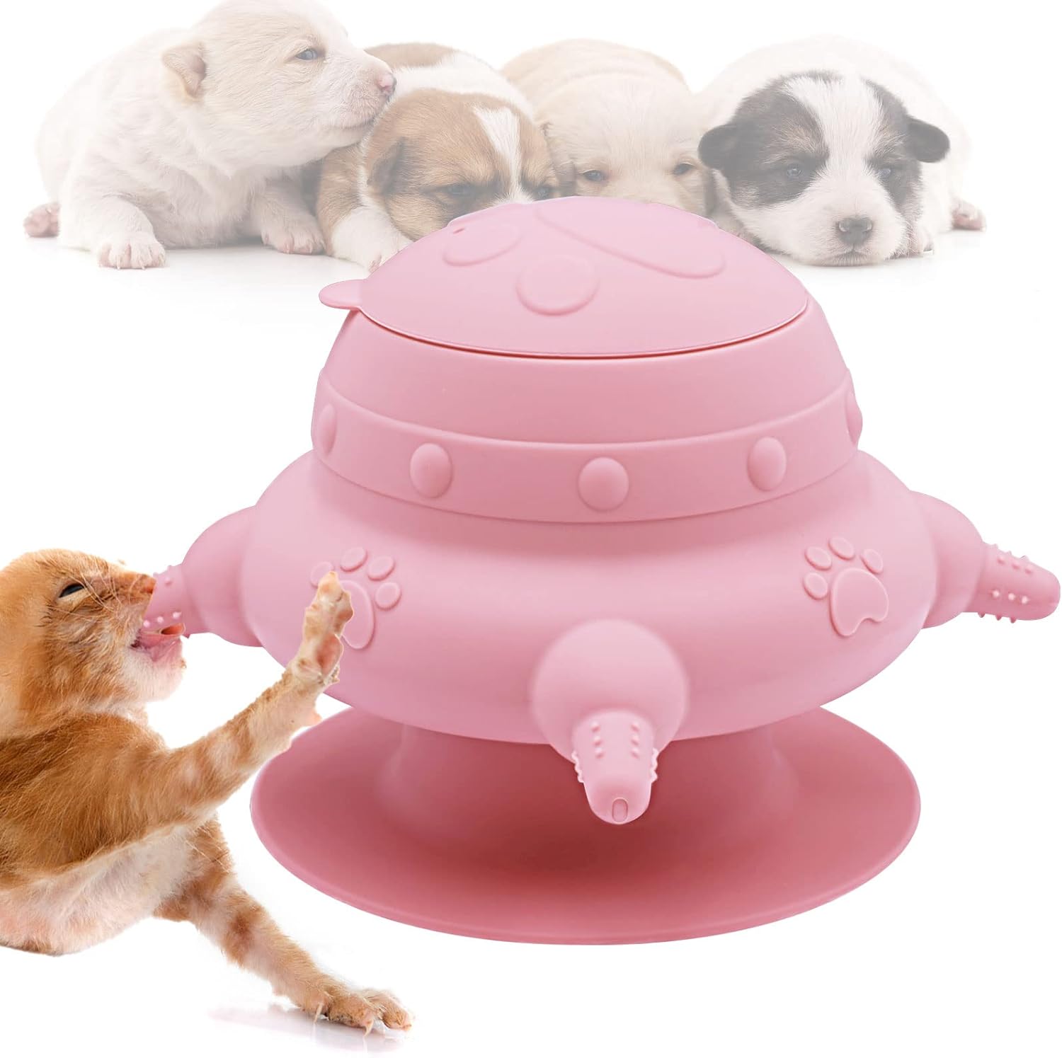 Comedero para cachorros para varios cachorros, 4 tetinas, alimentador de leche para cachorros, estación de lactancia de silicona para cachorros, 8.1