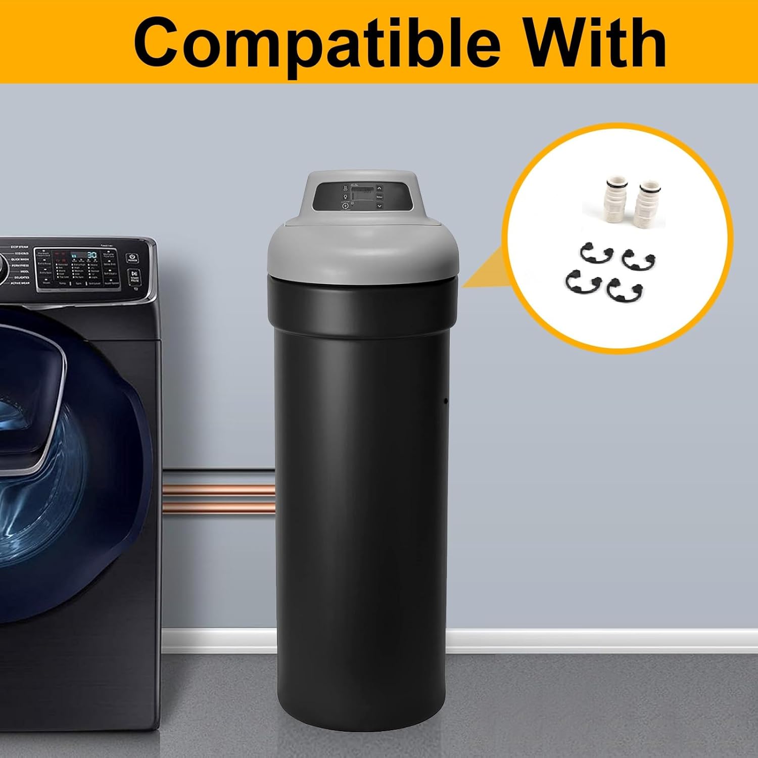 Kit adaptador de instalación de suavizante de agua 7280203 compatible con Kenmore, GE, Whirlpool, Morton, NorthStar, EcoWater, EcoPure etc