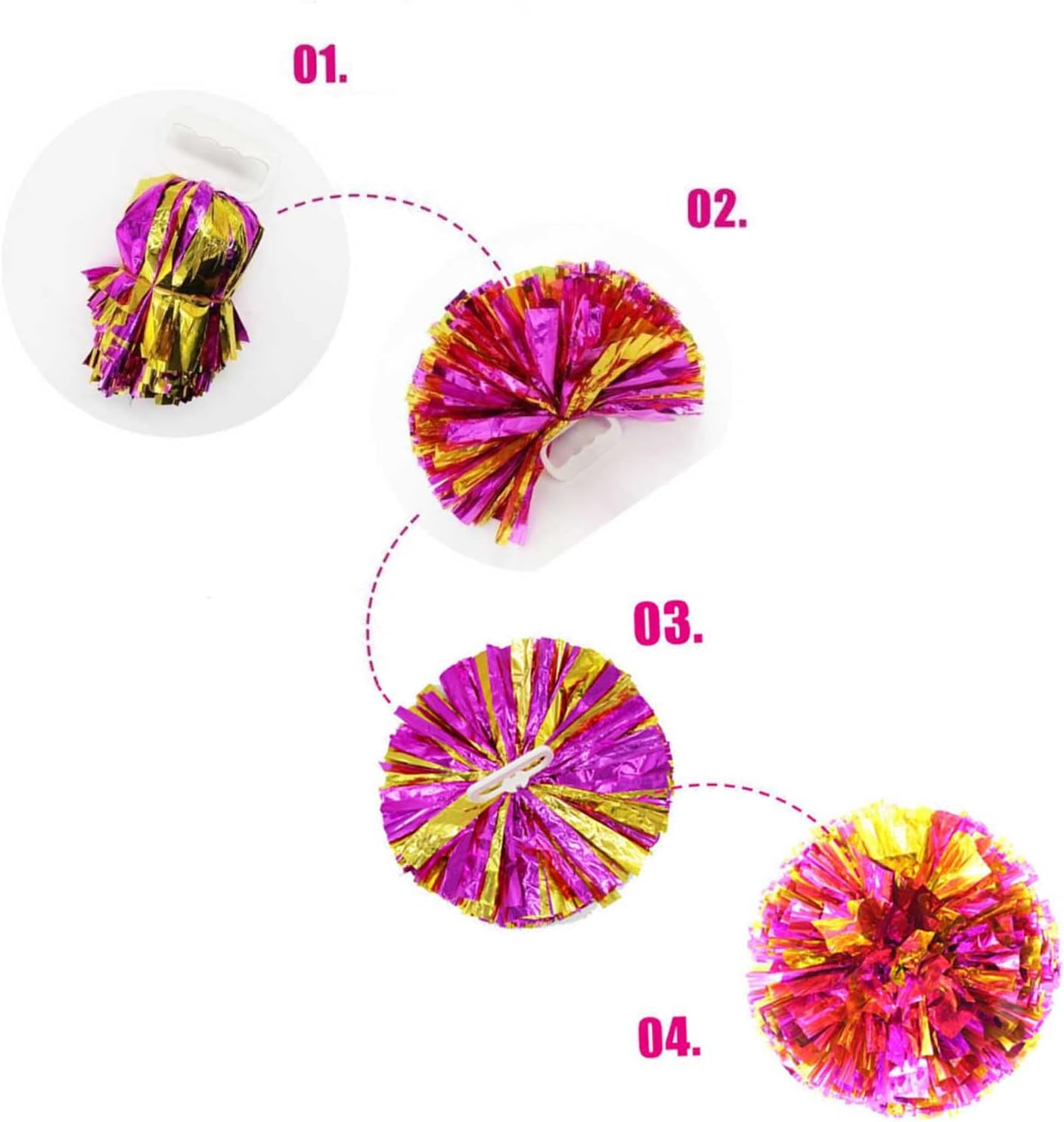 Pompones de animadora para animar el espíritu de equipo deportivo de niños y adultos (12 pulgadas, oro morado)