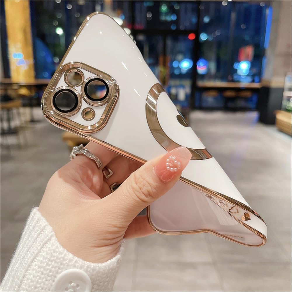 ZinLyuen Diseñada para iPhone 15, compatible con MagSafe protector de lente de cámara integrado, a prueba de golpes, funda magnética de silicona