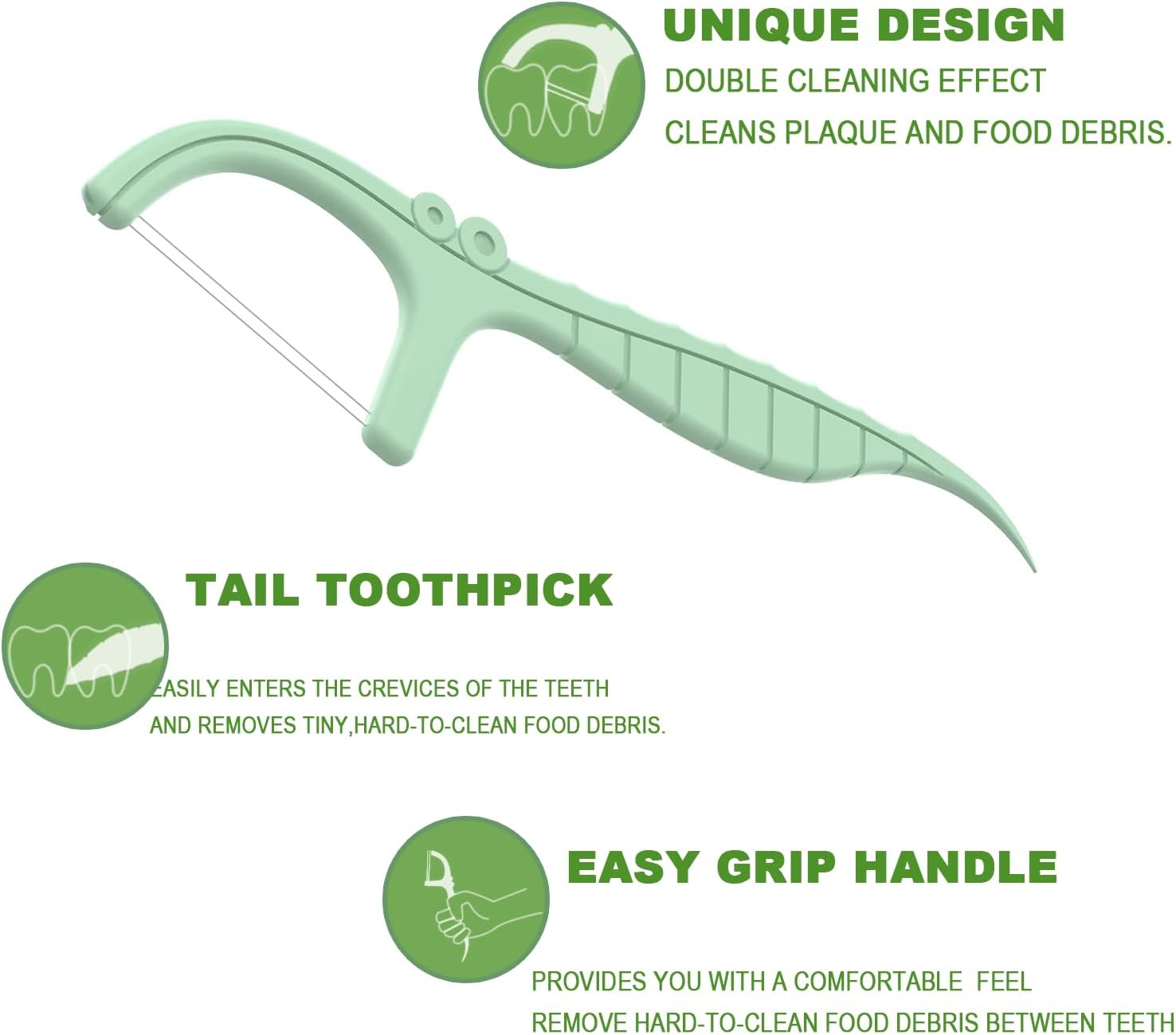 Holy Rose Mint Twin Line – Palillos de hilo dental de doble acción, paquete de 300 unidades, kit de herramientas de limpieza de dientes de doble