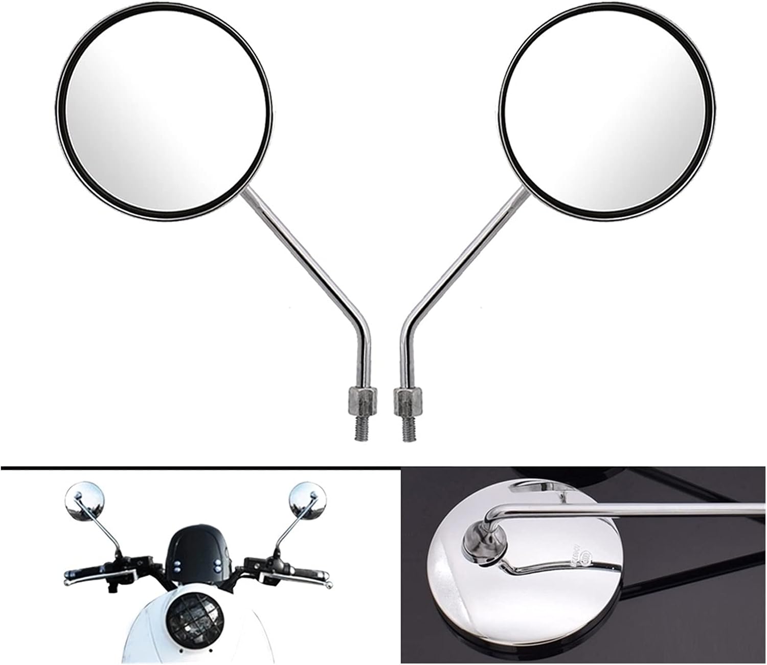 Mirror Motorcycle Round Back View Mirror Moped Side Mirror 8mm 10mm For Kawasaki NINJA 400R GTR1400 ZX14R Z1000SX H2R