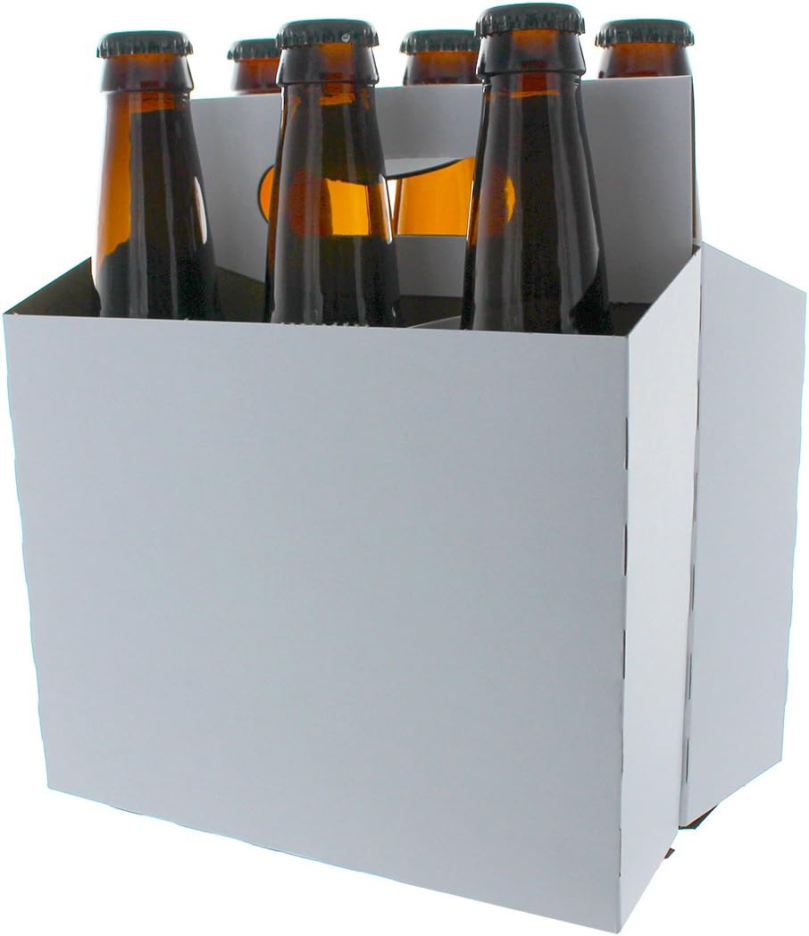Paquete de 6 portadores de botellas de cerveza de cartón para botellas de 12 onzas, color blanco (10 unidades)