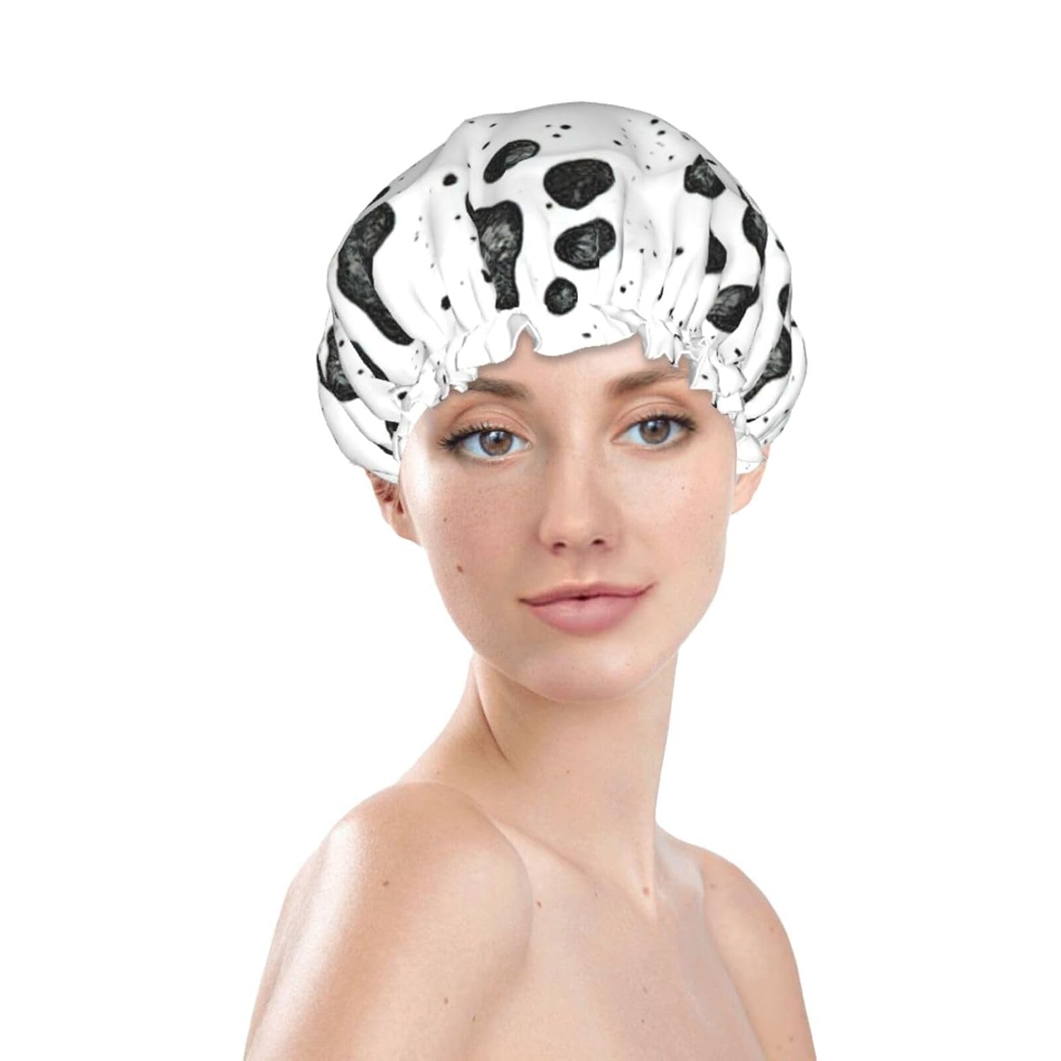 WURTON Gorro de ducha con estampado de patas de perro, suave, reutilizable, doble capa impermeable, gorro de baño para mujer, transpirable,