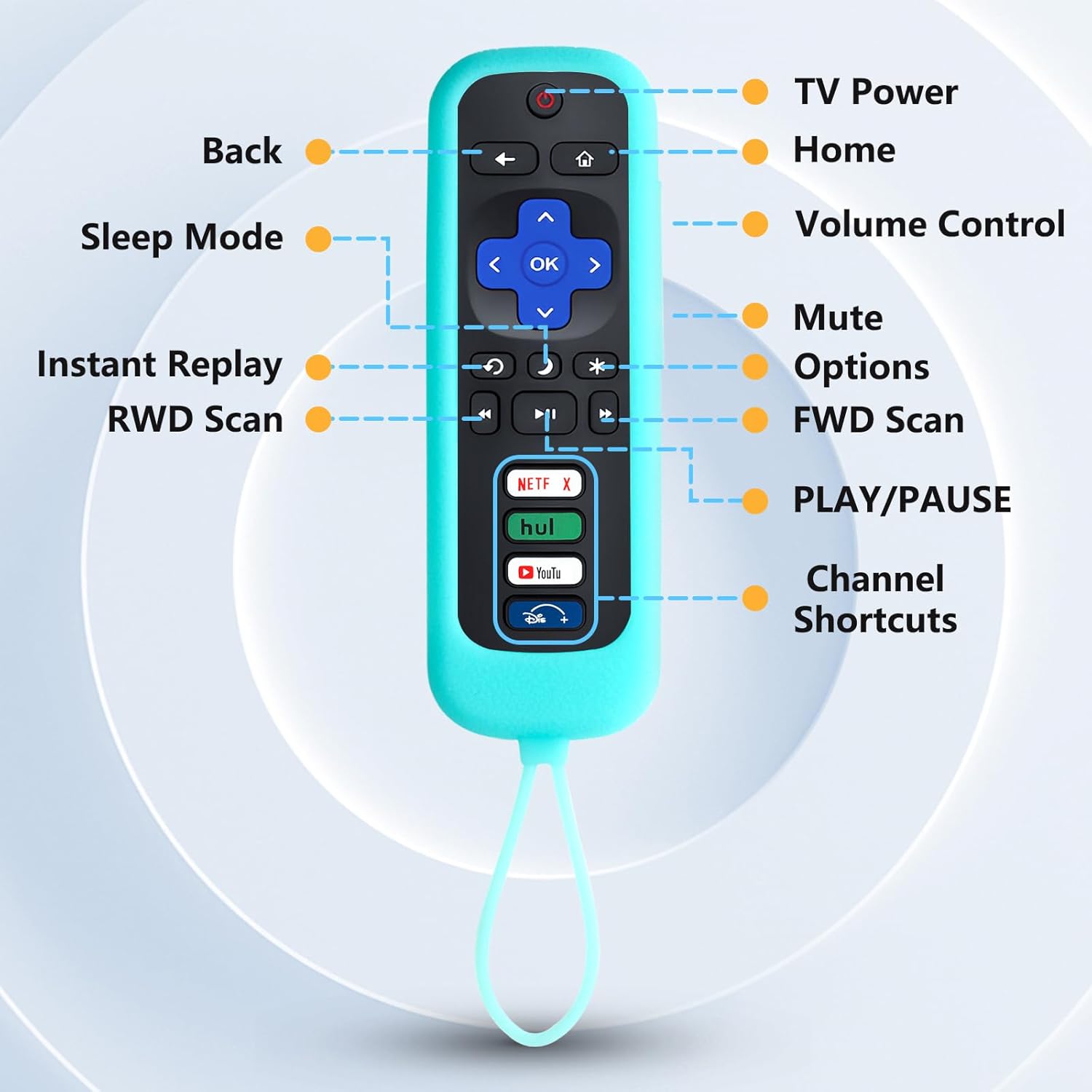 Control remoto de repuesto compatible con TCL RokuHisense RokuOnn RokuInsignia RokuElement RokuWestinghouse Roku TVNo es compatible con Roku