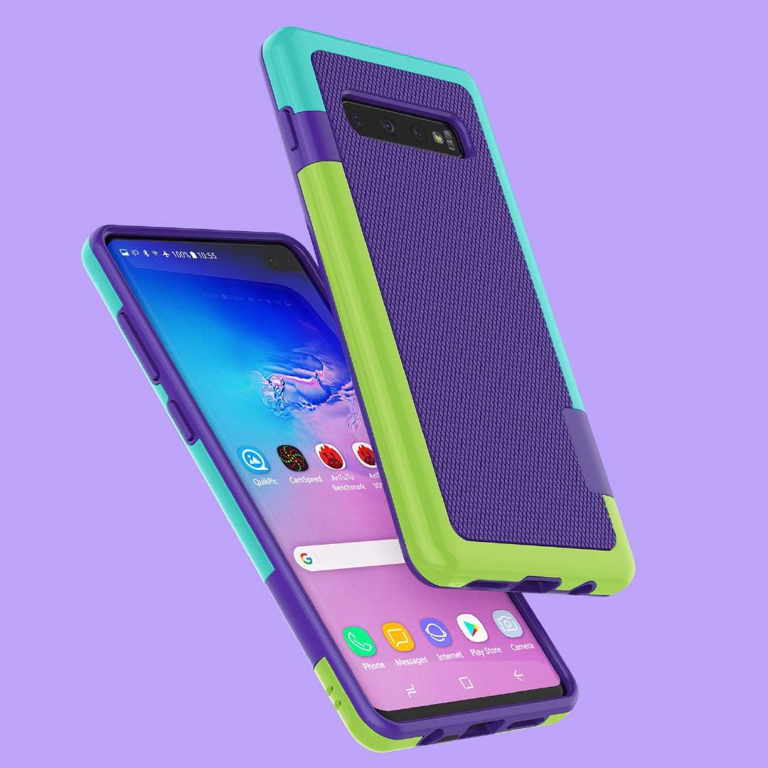Jeylly Funda para Galaxy S10 Plus, para Galaxy S10 Plus Linda, ultra delgada de 3 colores híbrida de impacto de cuerpo completo, resistente,