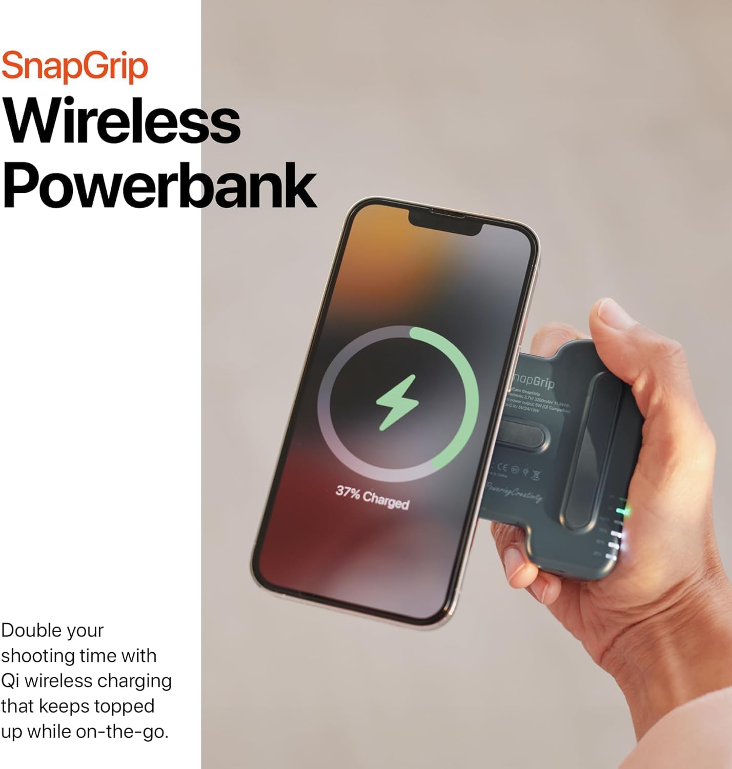ShiftCam SnapGrip – Empuñadura de batería móvil con botón de obturador inalámbrico, montaje magnético que se ajusta a cualquier teléfono, Powerbank