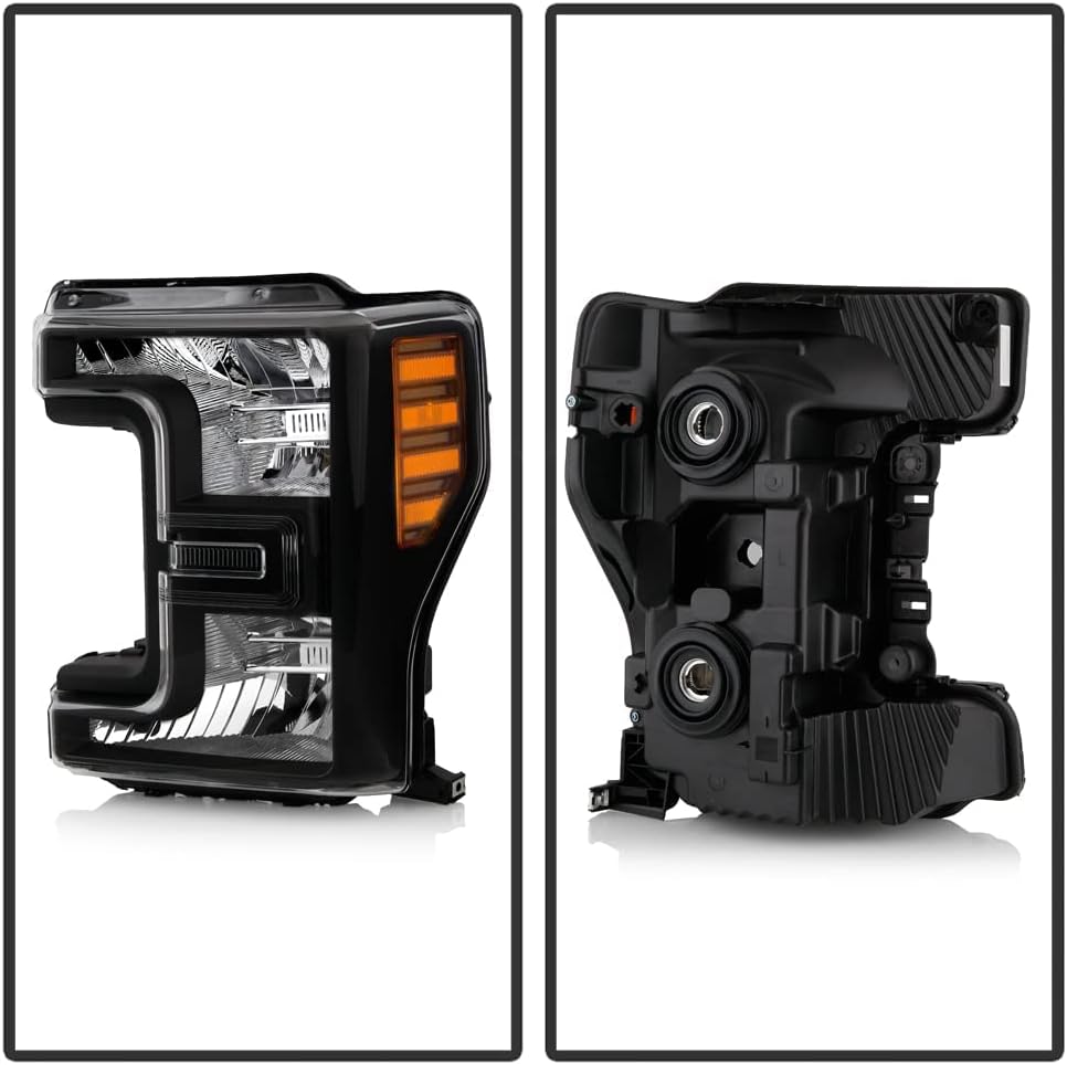 ACANII – Solo para modelos halógenos 2017-2019 Ford F250 F350 SuperDuty, con carcasa negra, par de faros delanteros izquierdos+derecho