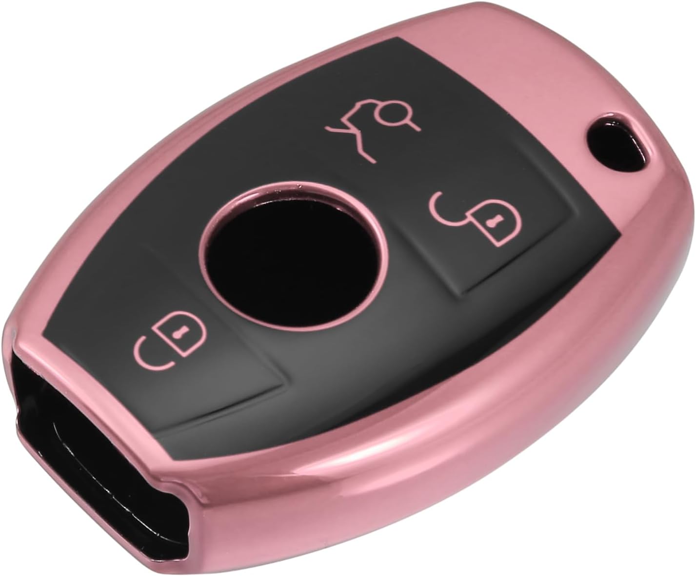 X AUTOHAUX Funda para llavero de automóvil con 3 botones y llavero rosa para Mercedes Benz C E S M CLS CLK G