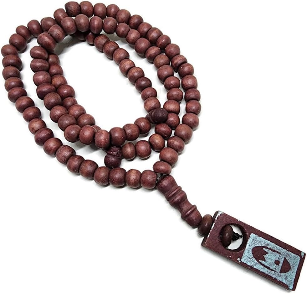 Tasbih musulmán de madera 99 cuentas de rosario Amn081 – Etiqueta impresa para foto del Islam, oración del Islam, Zikr Misbaha Ramadán, regalo