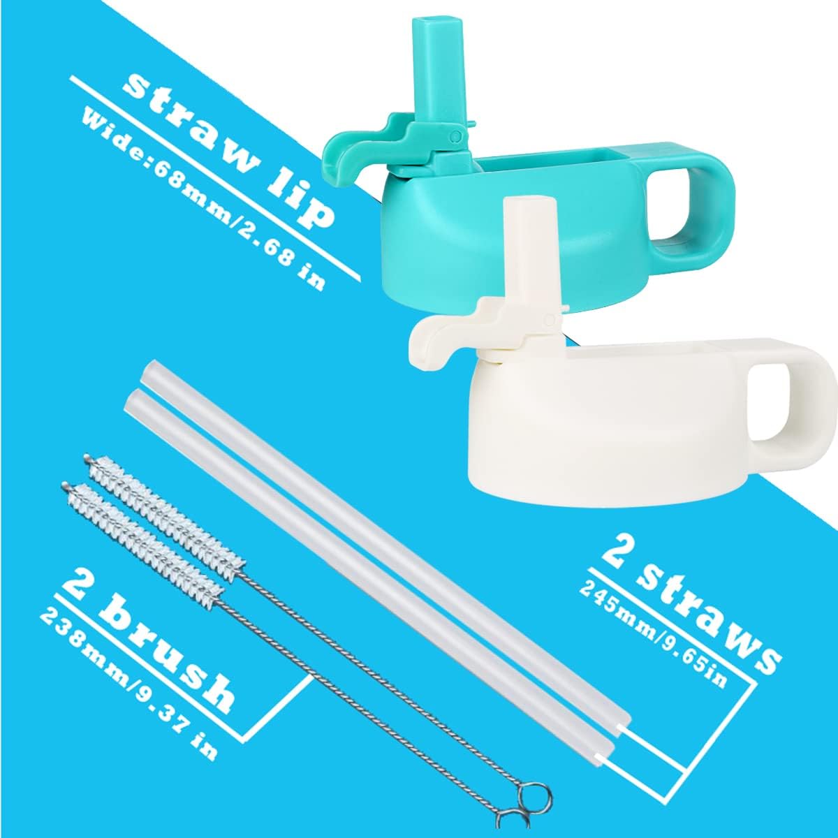 Tapa de popote para botella de agua de boca ancha de 12, 32, 40, 64 onzas, tapas compatibles con Hydro Flask Sports Water Bottle con tapa de