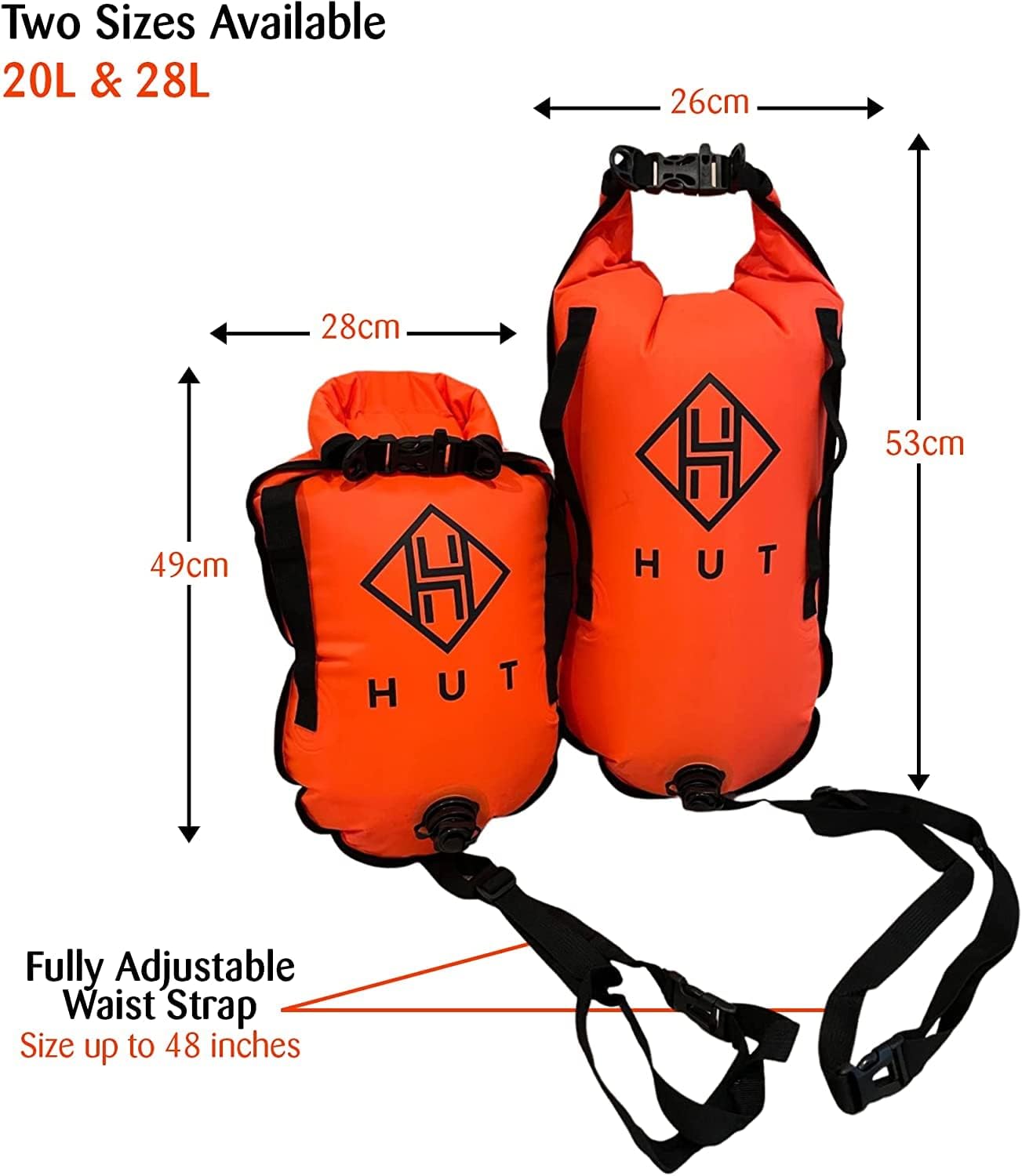 HUT Boya de natación bolsa seca  Flotador de seguridad de natación favorito del Reino Unido y bolsa seca hermética para nadadores de aguas abiertas,