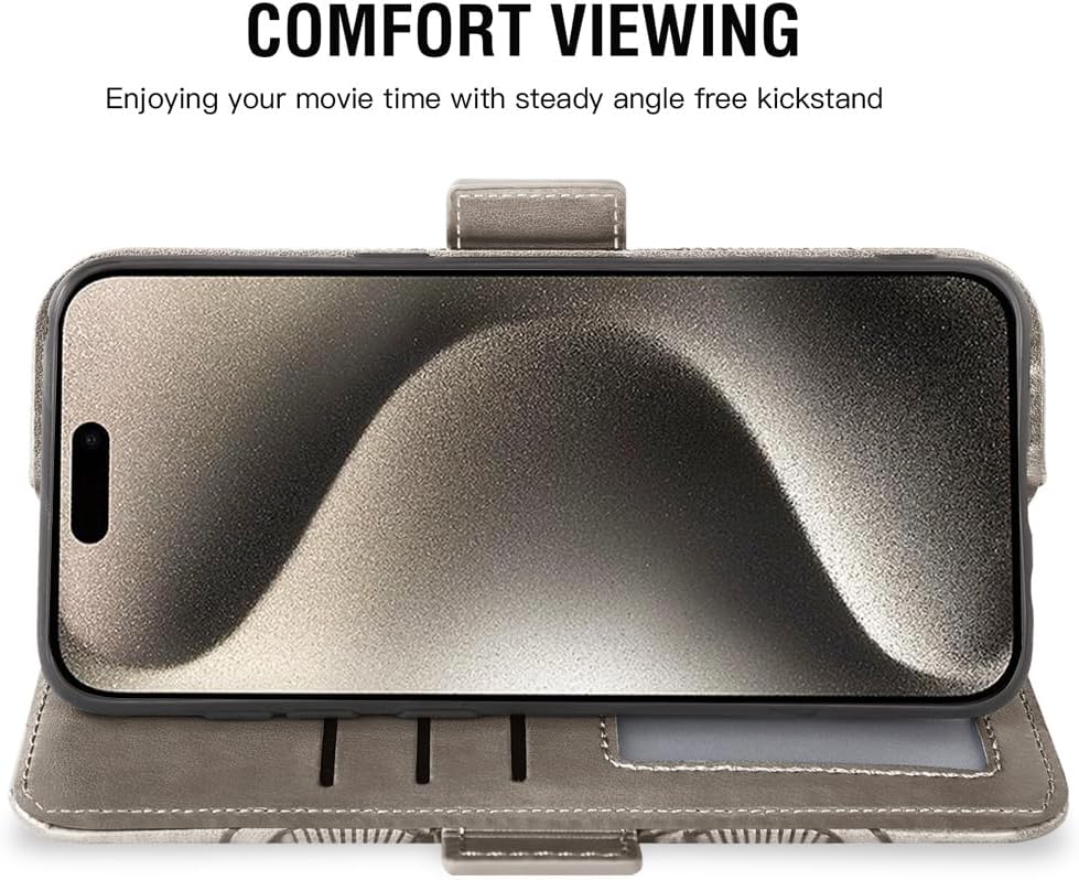 Asuwish Funda compatible con iPhone 15 Pro Max de 6.7 pulgadas y protector de pantalla de vidrio templado, tarjetero con tapa para teléfono celular